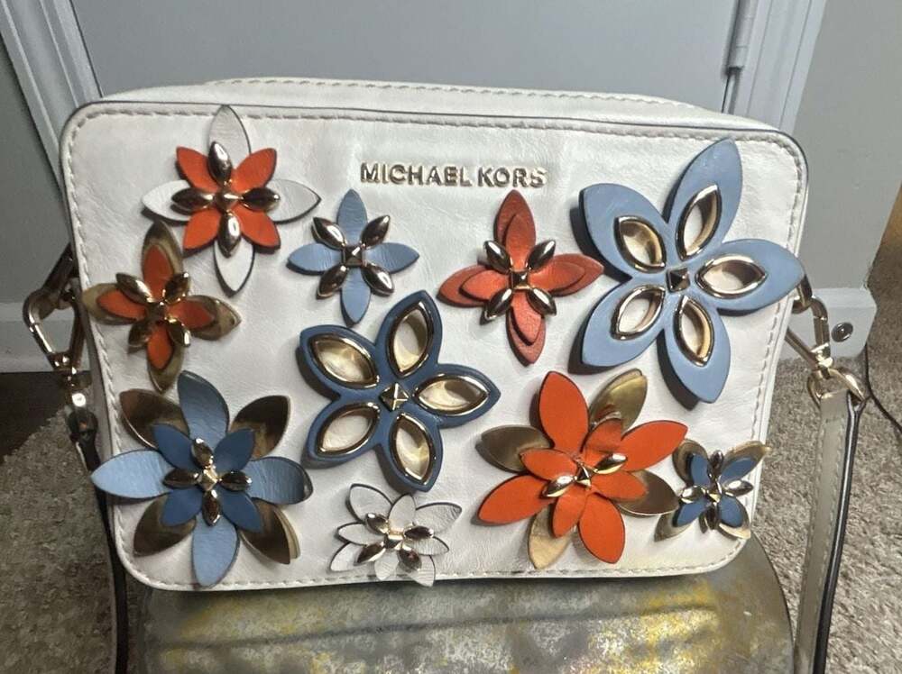 Michael Kors Floral Applique Leather Crossbody Bag